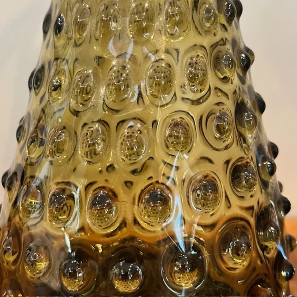 Empoli Smoke Glass Hobnail Split Folded Ruffle Vase 9